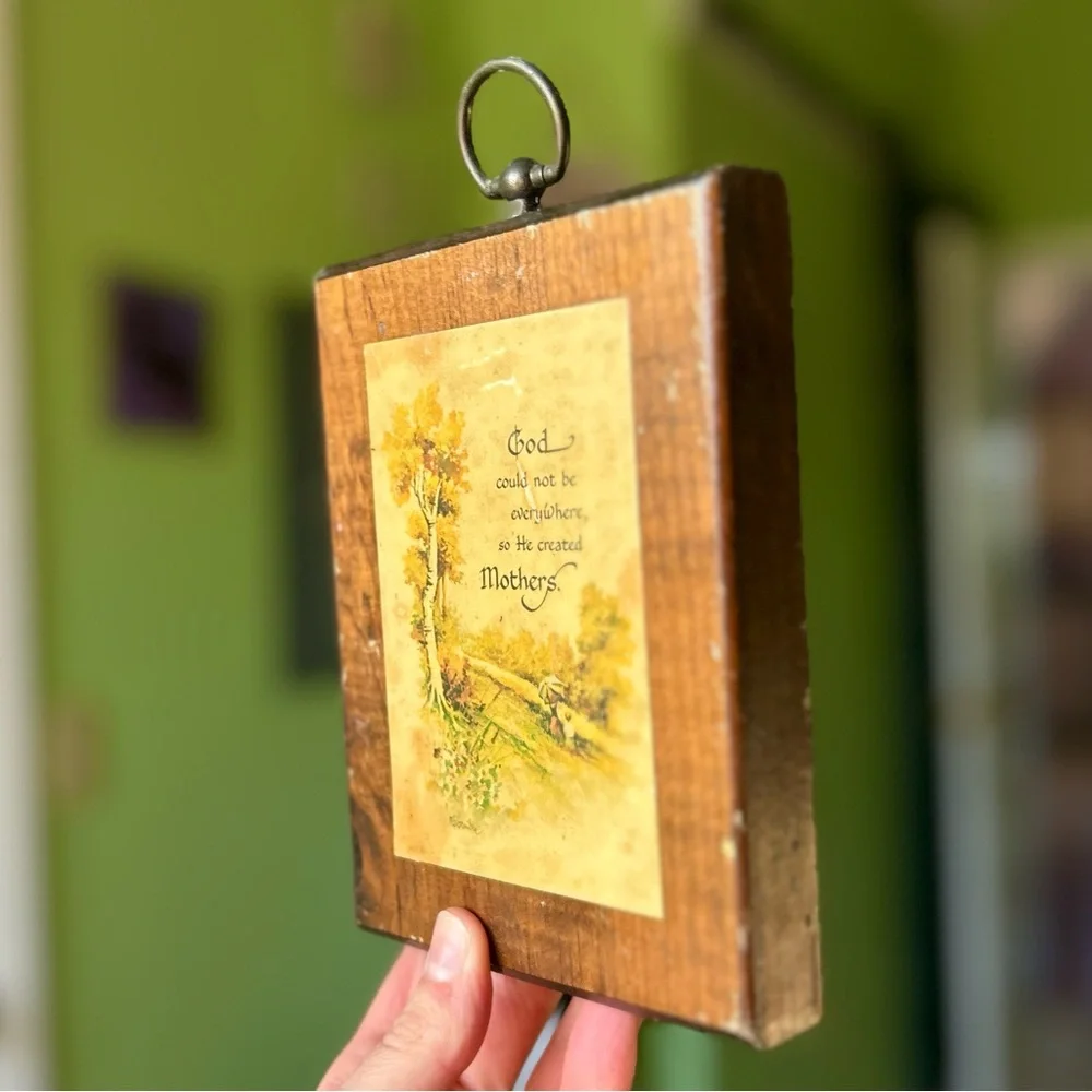 VTG Wooden God & Mothers Rustic Cottagecore Farmhouse Wall Hanging Art - Picture 3 of 6